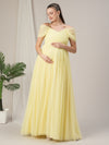 Romantic Tulle Maternity Maxi Dress- Yellow