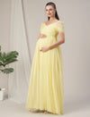 Romantic Tulle Maternity Maxi Dress- Yellow