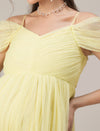 Romantic Tulle Maternity Maxi Dress- Yellow