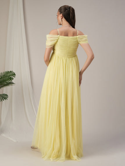 Romantic Tulle Maternity Maxi Dress- Yellow