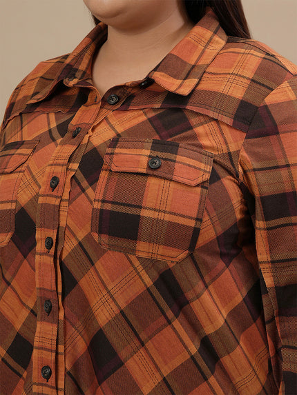 Rust Brown Plus Size Shirt Jacket