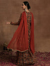 Rust Floral Maternity Anarkali with Dupatta