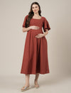 Rust Maternity Cotton A-line Long Dress