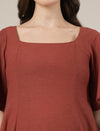 Rust Maternity Cotton A-line Long Dress