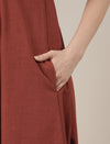 Rust Maternity Cotton A-line Long Dress