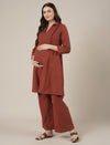 Rust Kurta Palazzo Maternity & Nursing Co-ord Set