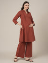 Rust Kurta Palazzo Maternity & Nursing Co-ord Set