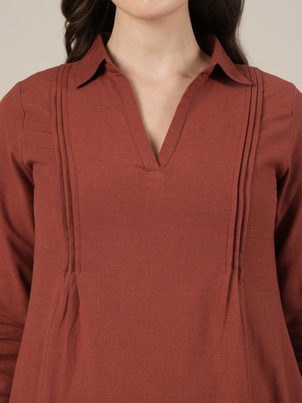 Rust Kurta Palazzo Maternity & Nursing Co-ord Set