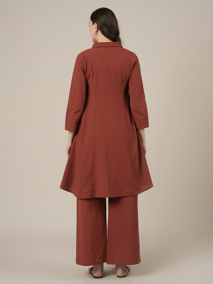 Rust Kurta Palazzo Maternity & Nursing Co-ord Set
