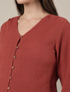 Rust Maternity & Nursing Cotton Top with Full Sleeves
