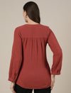 Rust Maternity & Nursing Cotton Top with Full Sleeves