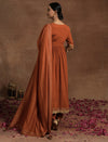 Rust Orange Maternity Suit with Embellished Border