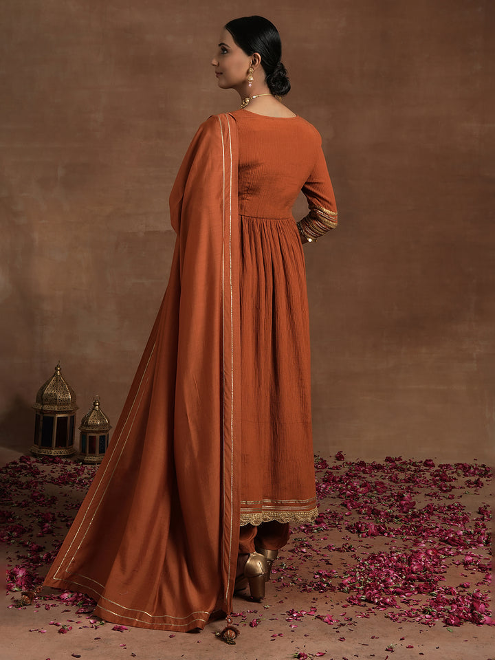 Rust Orange Maternity Suit with Embellished Border