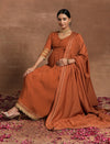 Rust Orange Maternity Suit with Embellished Border