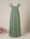 Sage Green Maternity Tulle Cap Sleeve Party Gown