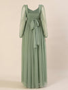 Sage Green Maternity Party Maxi Dress with Long Sleeve