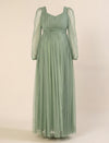 Sage Green Maternity Party Maxi Dress with Long Sleeve