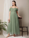 Romantic Tulle Maternity Maxi Dress- Sage Green