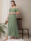 Romantic Tulle Maternity Maxi Dress- Sage Green