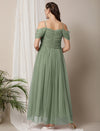 Romantic Tulle Maternity Maxi Dress- Sage Green