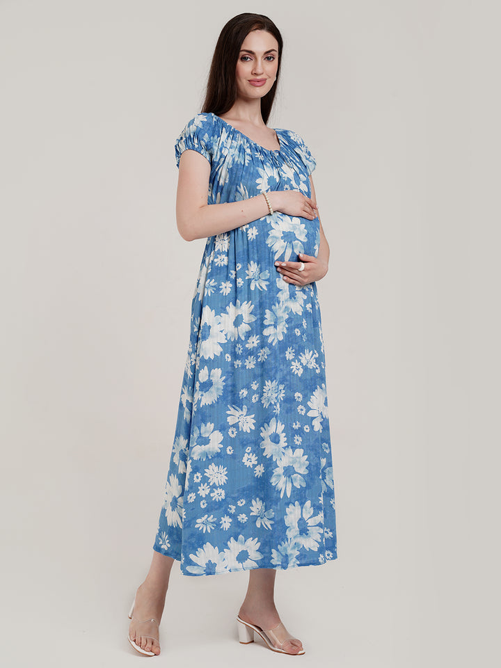 Sky Blue Maternity Dress