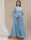 Sky Blue Maternity Long Gown Dress