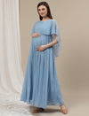 Sky Blue Maternity Long Gown Dress
