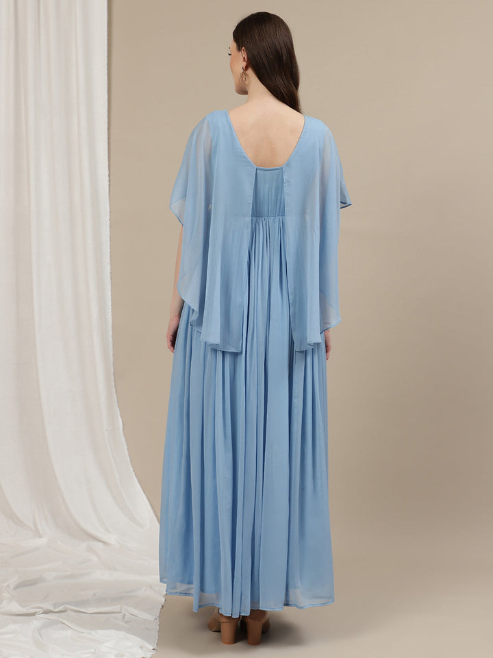 Sky Blue Maternity Long Gown Dress