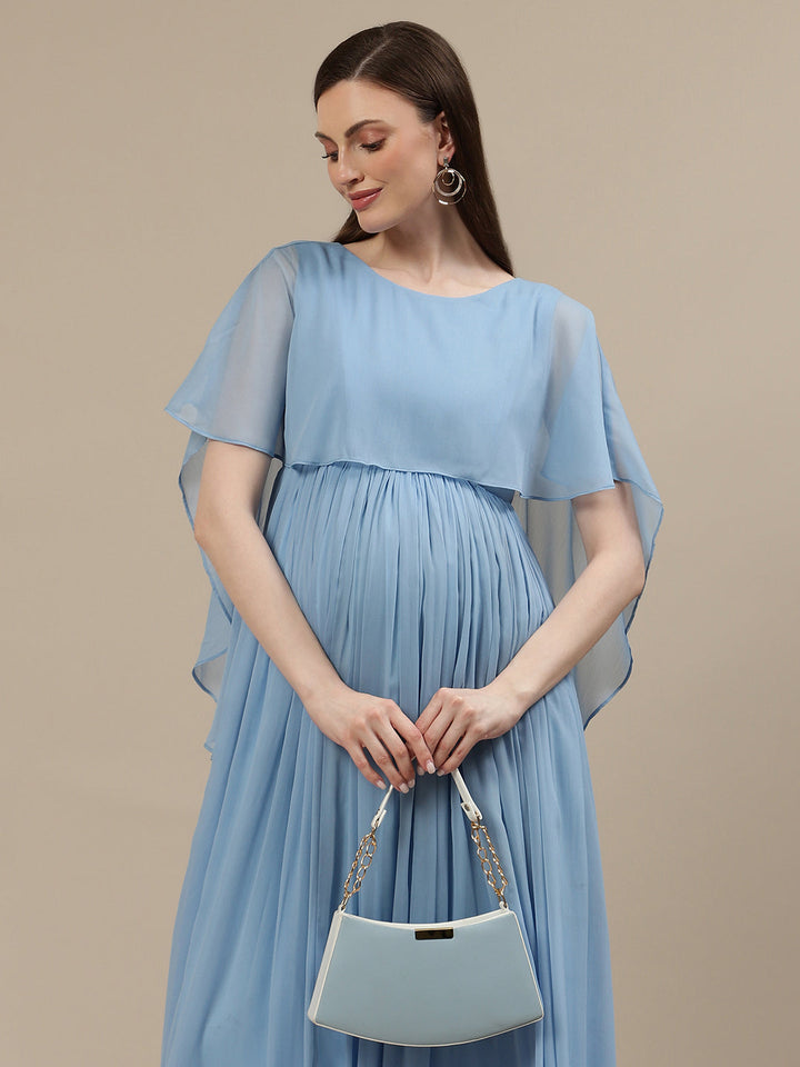 Sky Blue Maternity Long Gown Dress