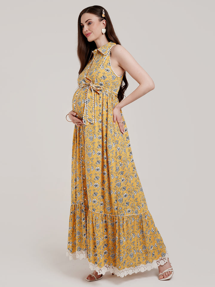 Sleeveless Maternity Maxi Dress