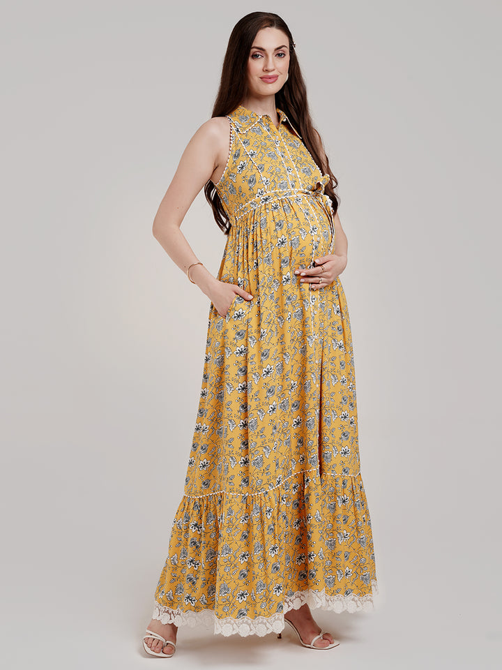 Sleeveless Maternity Maxi Dress