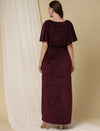 Velvet Pregnancy Dress with Slit- Purple