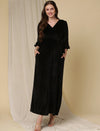 Velvet Maternity Maxi Dress- Black