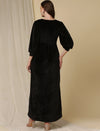 Velvet Maternity Maxi Dress- Black