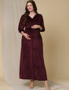 Velvet Maternity Maxi Dress- Purple