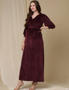 Velvet Maternity Maxi Dress- Purple