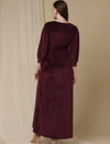Velvet Maternity Maxi Dress- Purple