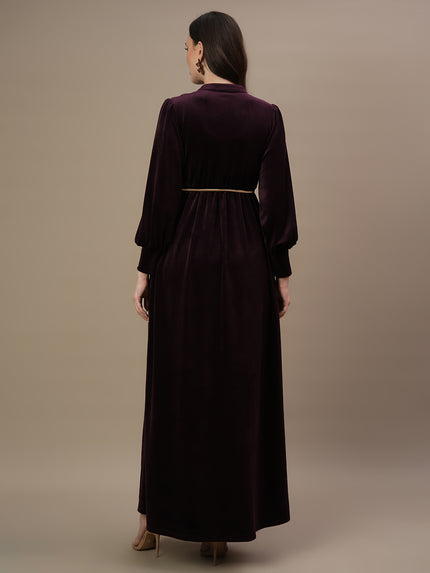 Velvet Maternity Gown with Belt