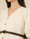 Maternity & Nursing White Cotton Midi Dress with Pockets