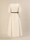 Maternity & Nursing White Cotton Midi Dress with Pockets