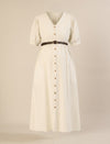 Maternity & Nursing White Cotton Midi Dress with Pockets