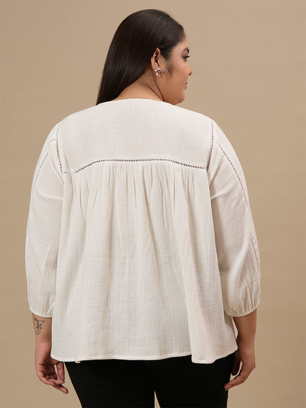 White Cotton Plus Size Top