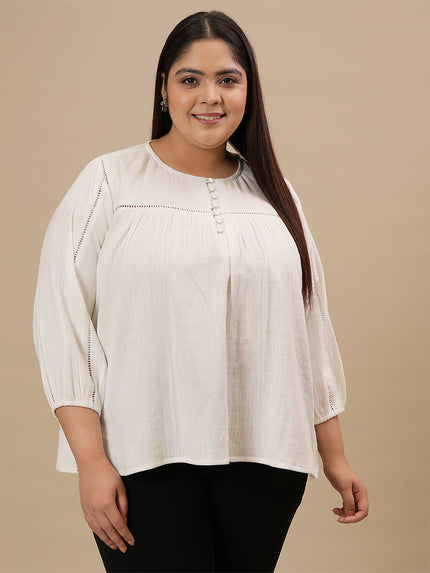 White Cotton Plus Size Top