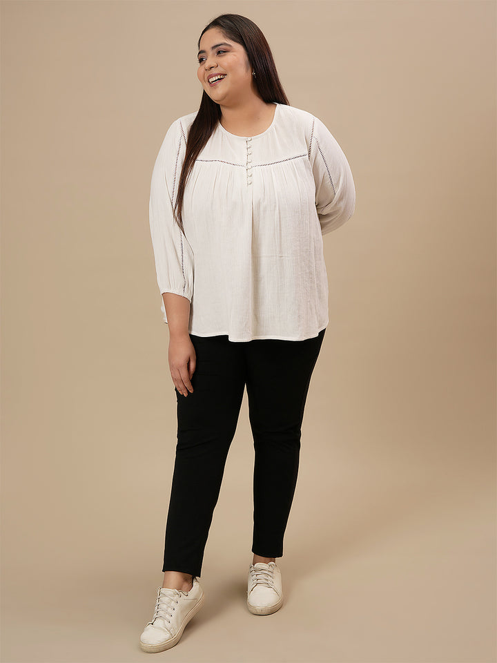 Plus Size Cotton Top - White