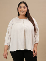White Cotton Plus Size Top