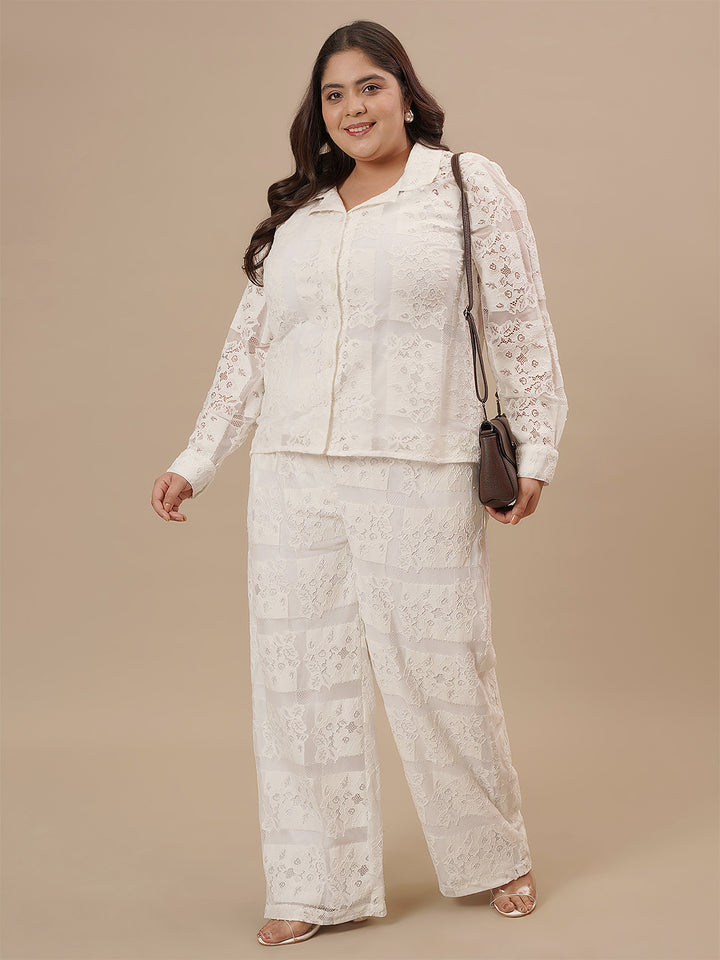 White Lace Plus Size Co-Ord Set
