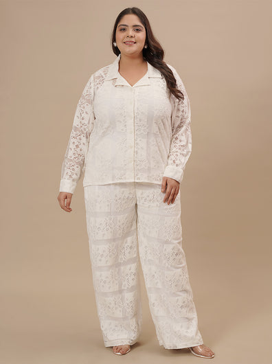 White Lace Plus Size Co-Ord Set