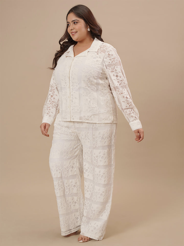 White Lace Plus Size Co-Ord Set