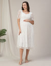 Maternity & Nursing White Lace Sweetheart Midi Dress