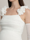 White Maternity Bodycon Mermaid Gown with Detachable Sleeves